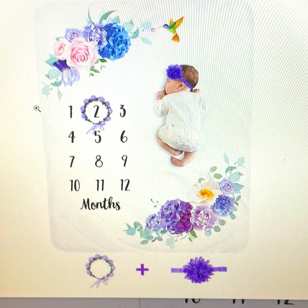 Baby monthly milestone blanket, headband, & month marker wreath NWT in package